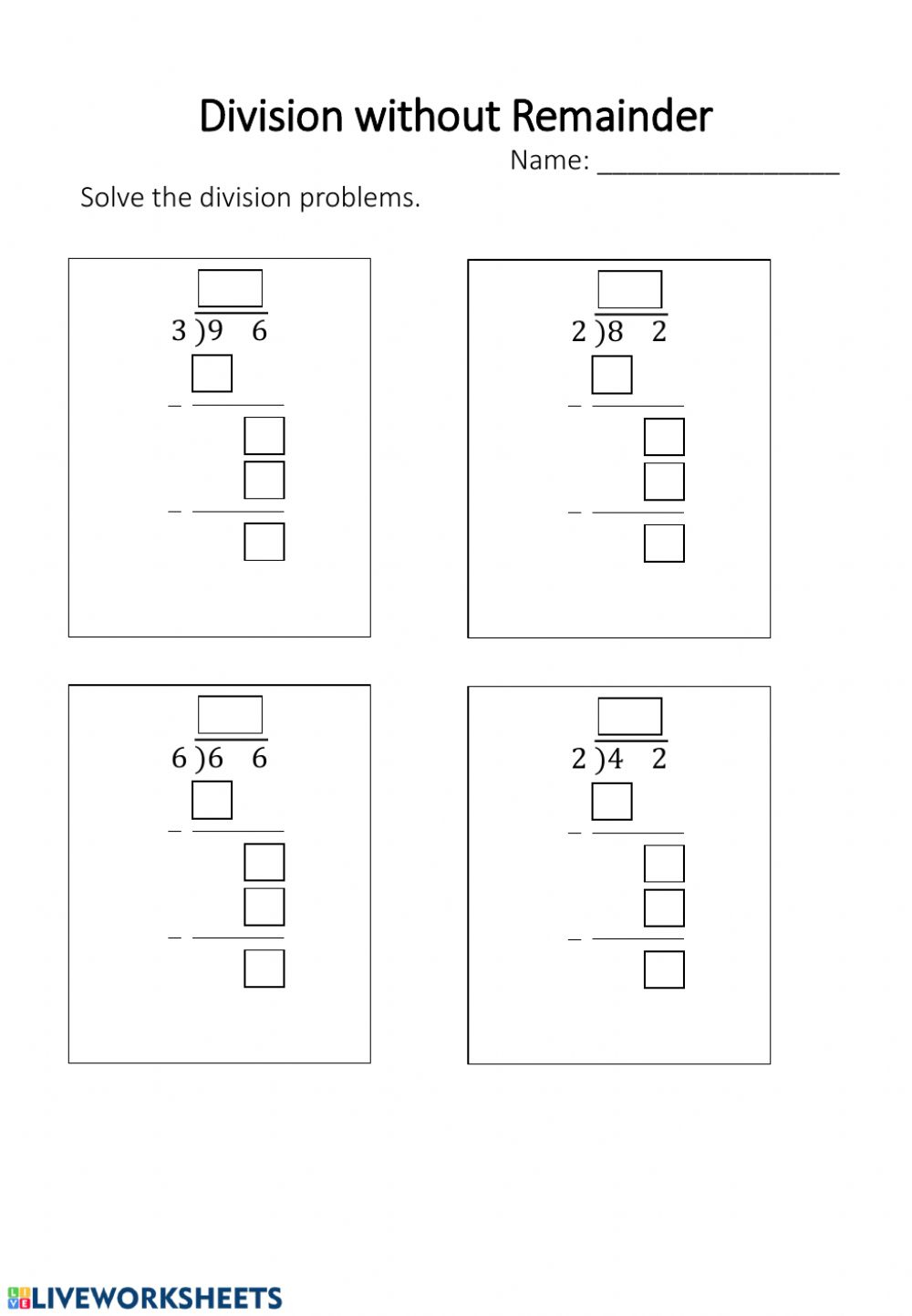 Devotion Without Remainder Long Division Worksheet Division With 