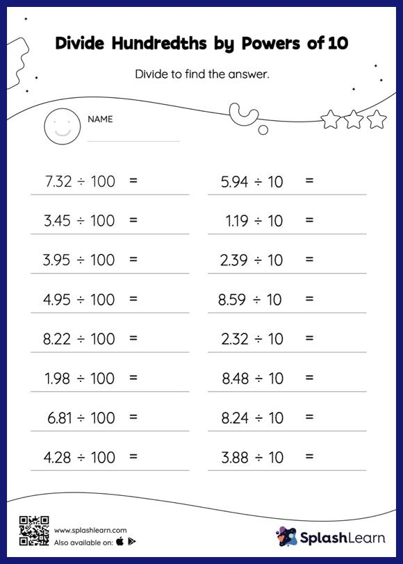 Divide Decimals By Powers Of 10 Worksheets For Kids Online SplashLearn