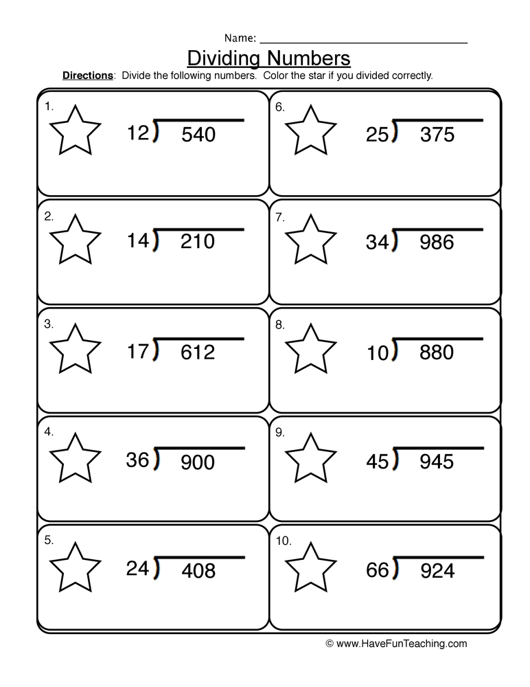 Dividing 2 Into 3 Digit Worksheet Have Fun Teaching