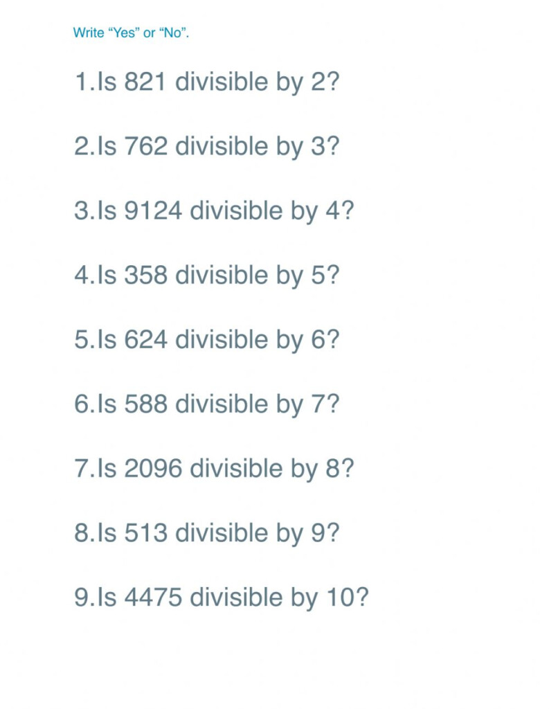 Divisibility Rules Worksheet Grade 7 Herbalied