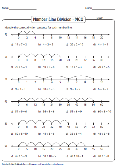 Division On A Number Line Worksheets Numbersworksheetcom Division On 