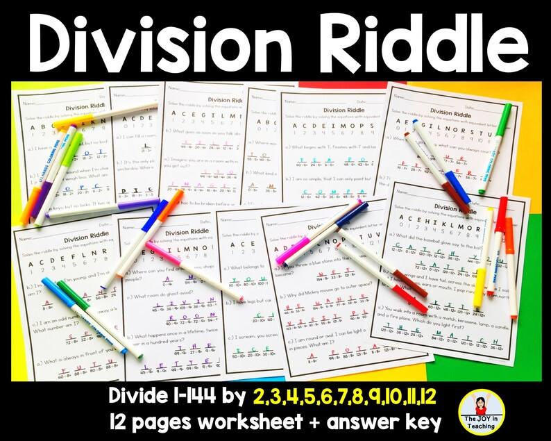 Division Riddle Worksheet Etsy