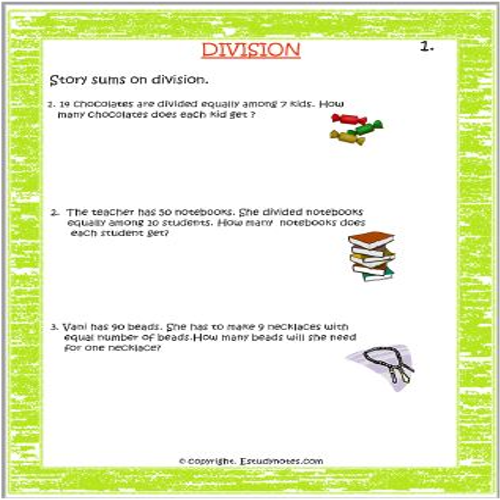 Division Word Problems Worksheets Division Word Problems For 3rd