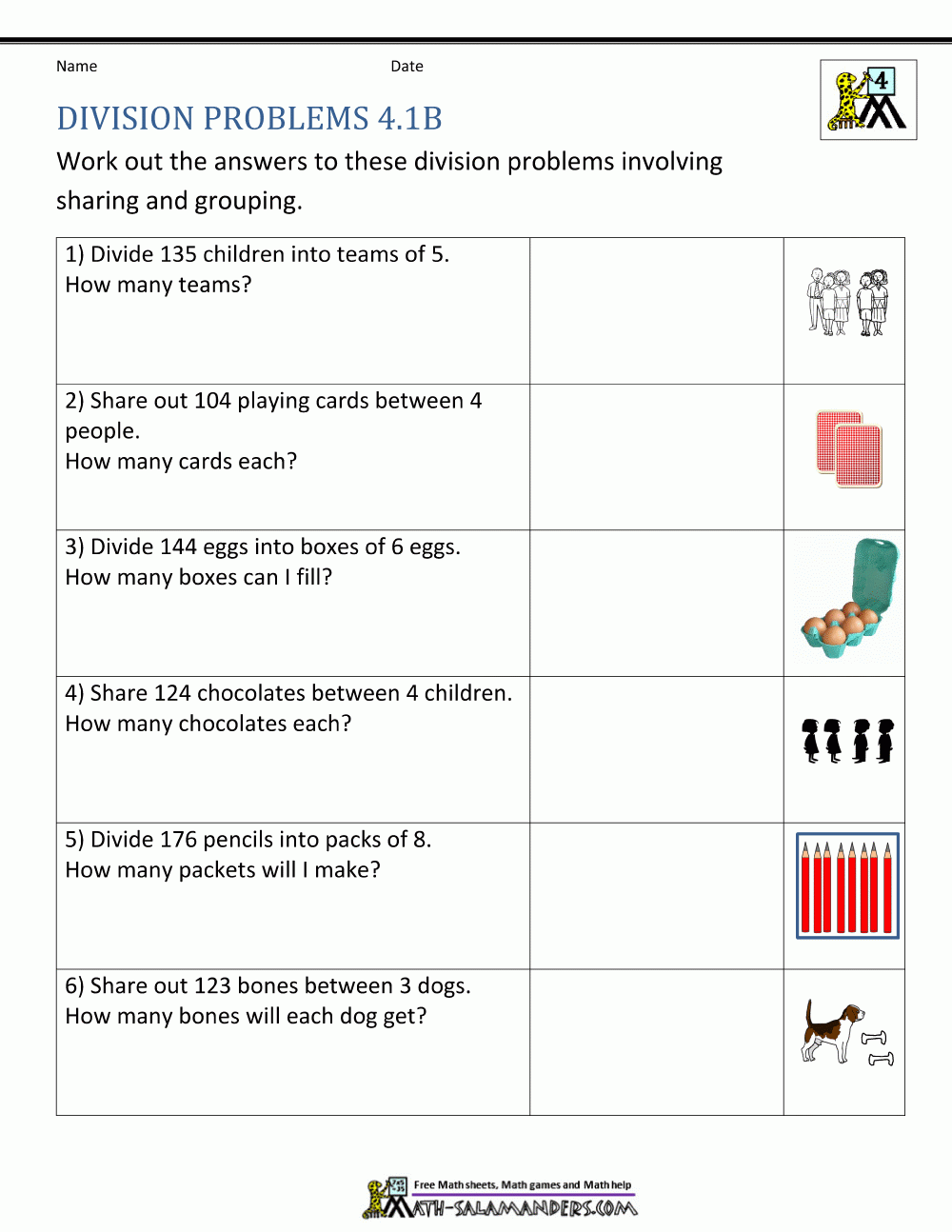 Division Worksheets Grade 4