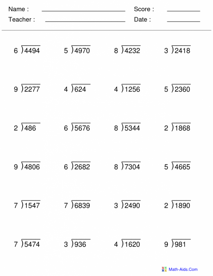 Division Worksheets Printable Long Division Worksheets 4th Grade The 