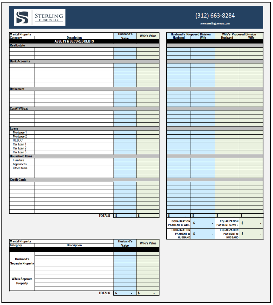 Divorce Asset Spreadsheet Db excel