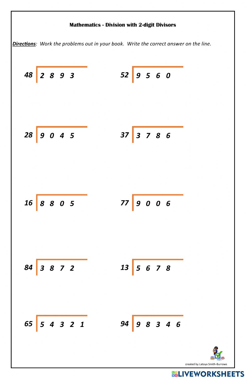 Ejercicio De Division By 2 digit Divisors