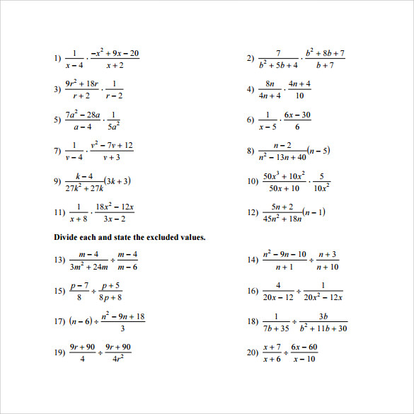 FREE 10 Sample Algebraic Multiplication Worksheet Templates In PDF