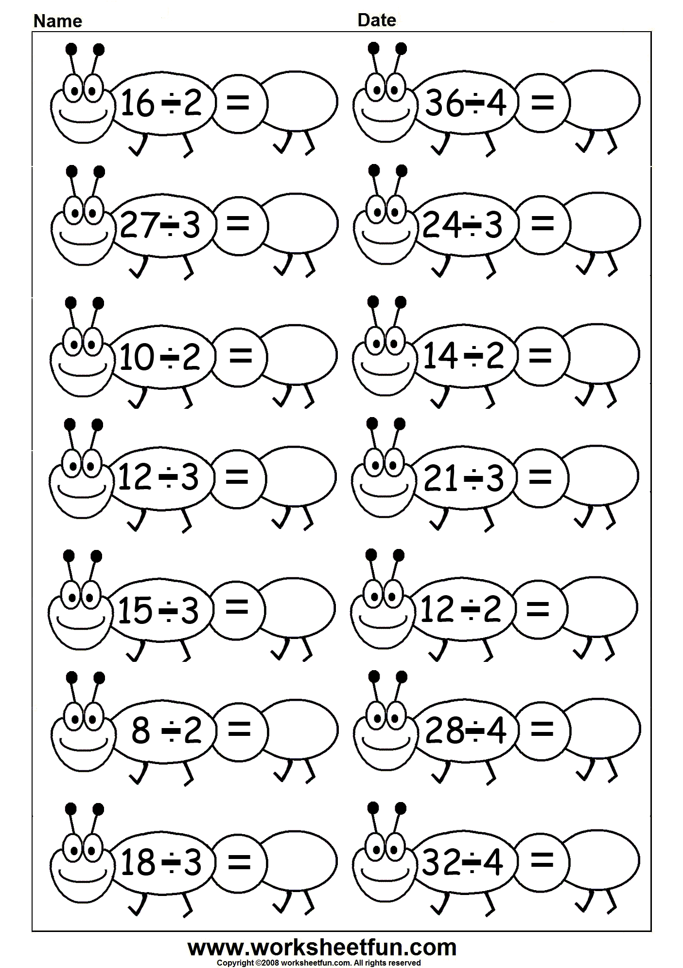 Fun Division 4 Worksheets Multiplication Worksheets Math