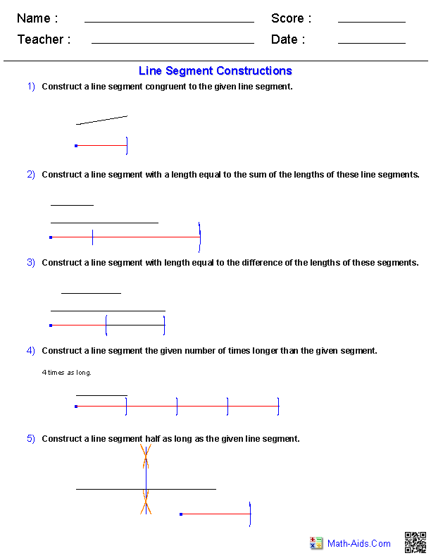 Geometry Worksheets Constructions Worksheets