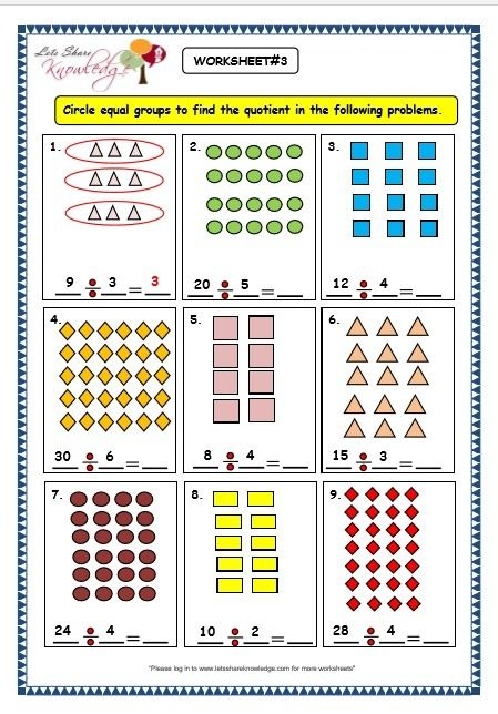 Grade 3 Maths Worksheets Division 6 2 Division By Grouping 3rd Grade