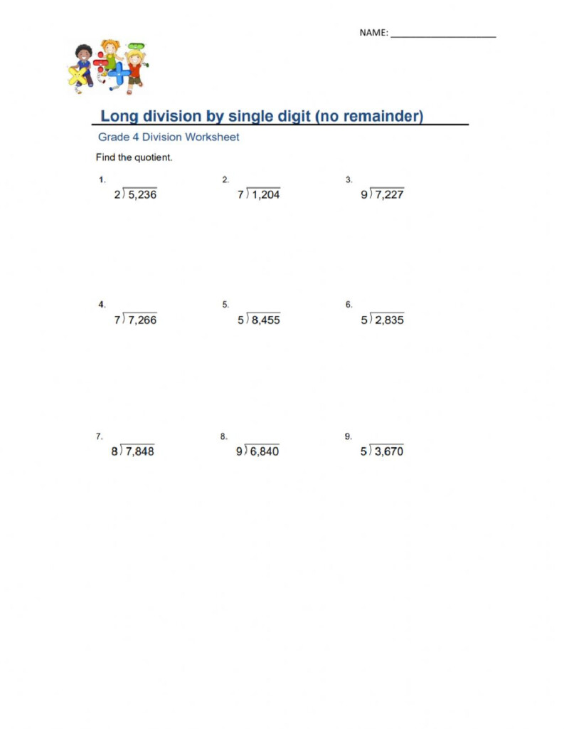 Grade 4 Long Division Worksheets 2 By 1 Digit Numbers No Remainder K5 