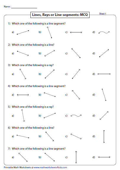 Lines Rays And Line Segments Worksheets