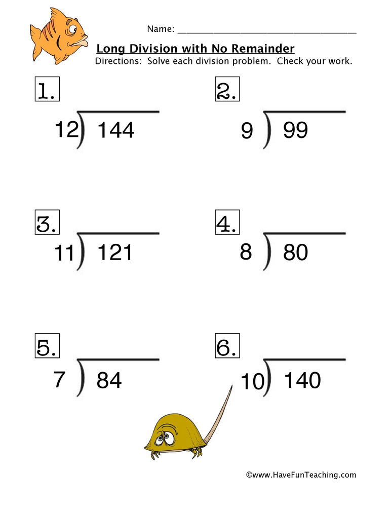 Long Division No Remainder Worksheet 3 Have Fun Teaching