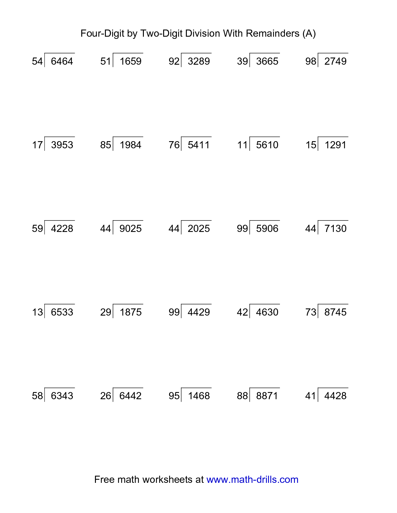 Long Division Worksheet Year 6 Google Search Long Division