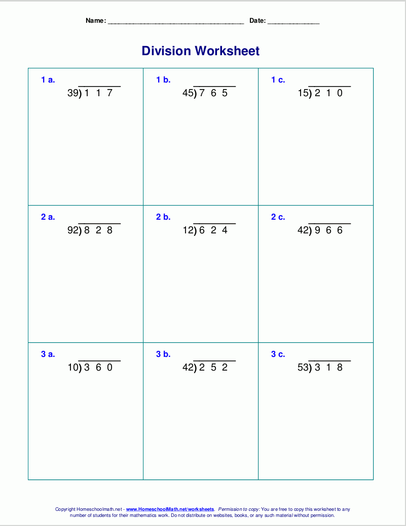 Long Division Worksheets For Grades 4 6