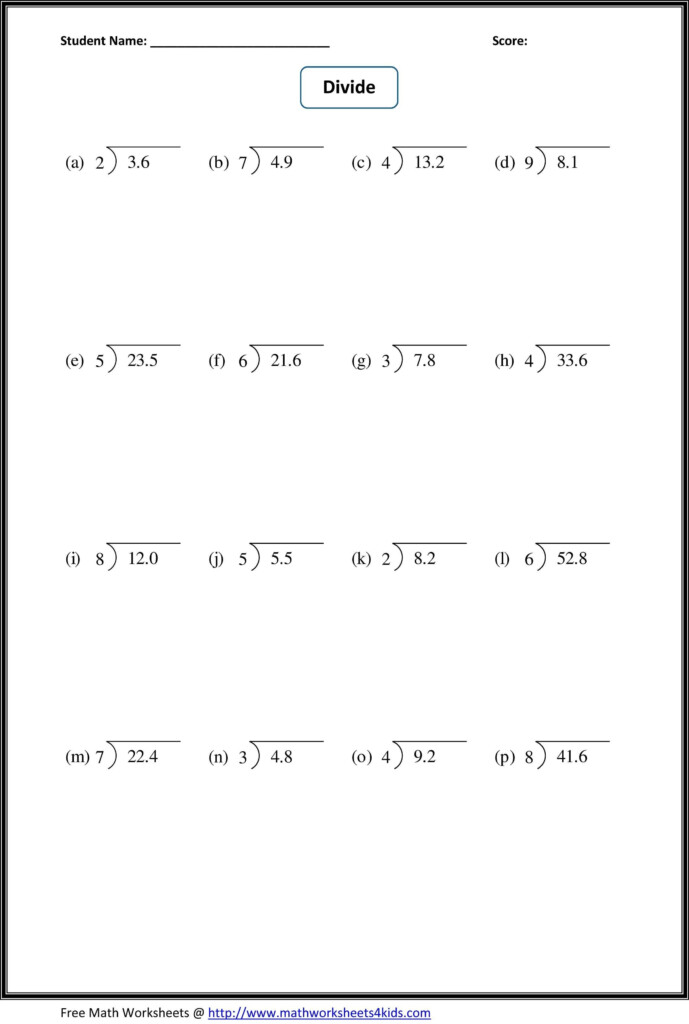 Math Worksheets Dividing Decimals New Whole Numbers Decimals 