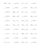 Missing Numbers In Equations Blanks Division Range 1 To 9 A