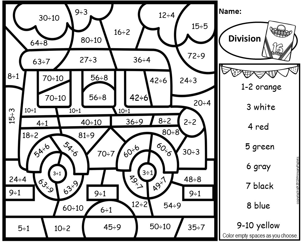 Multiplication And Division Color By Number Back To School Bundle 