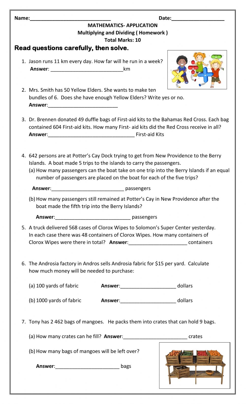 Multiplication And Division Word Problems Kindergarten Worksheets