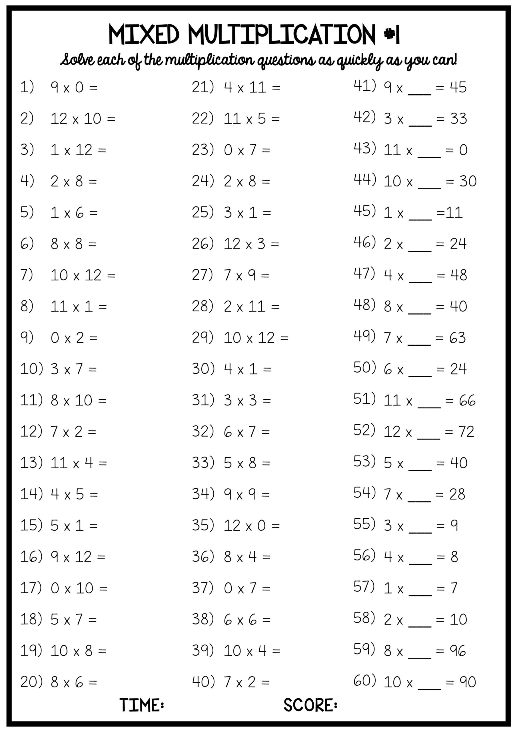 Multiplication By 12 Worksheets