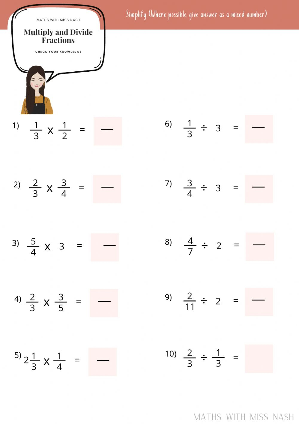 Multiply And Divide Fractions Worksheet