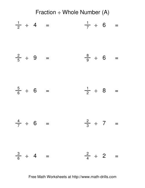 Old Fractions Division Worksheets