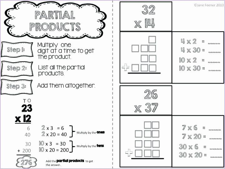 Partial Products Division Worksheets Box Method Multiplication 