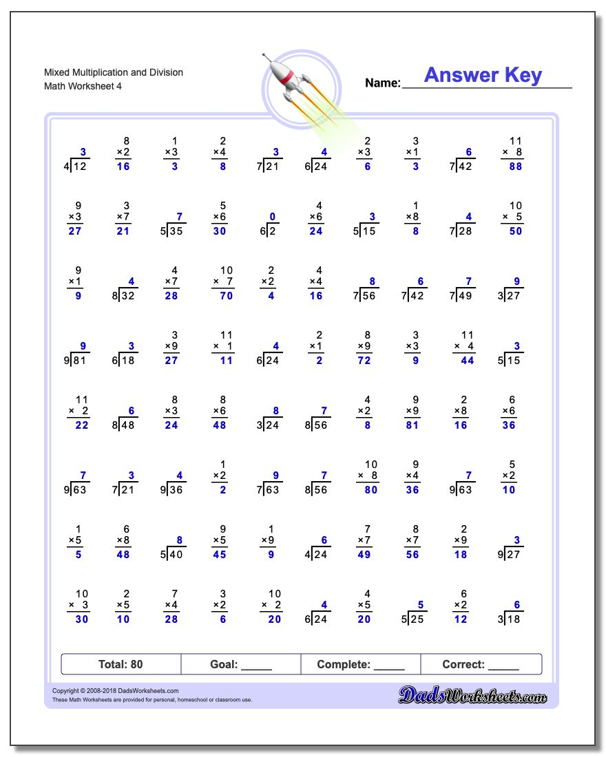 Printable Division Worksheets 3rd Grade Multiplication And Division