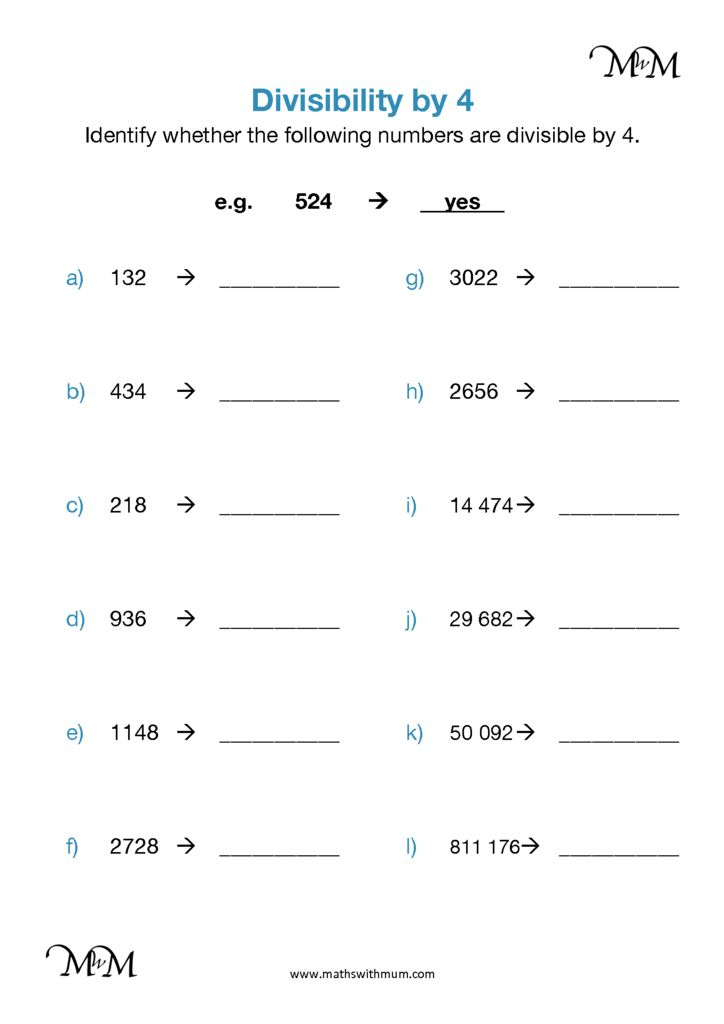 Rule To Test Divisibility By 4 With Large Numbers Maths With Mum