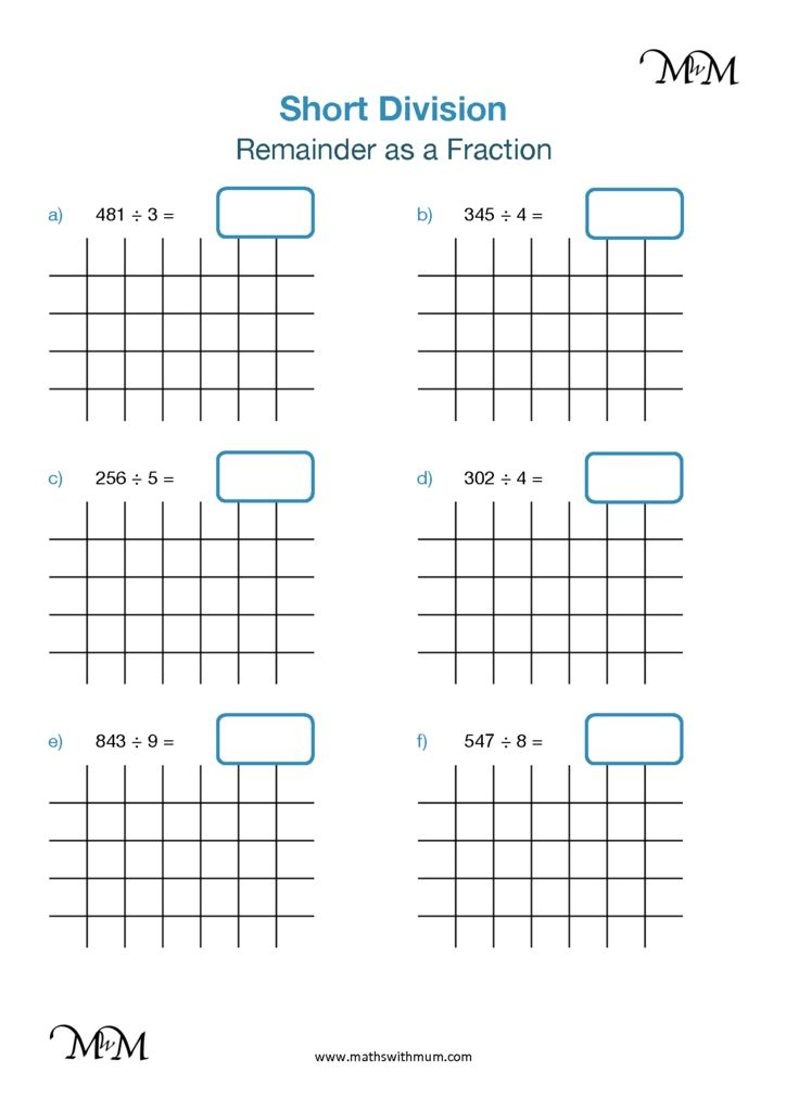 Short Division Remainders As Fractions Maths With Mum