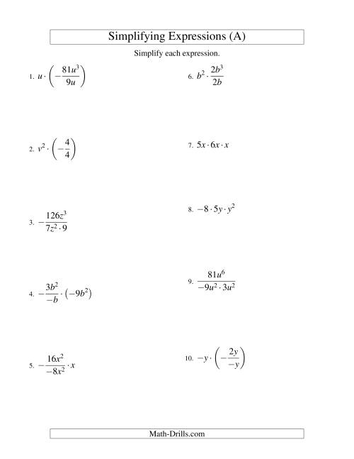 Simplifying Algebraic Expressions With One Variable And Three Terms 