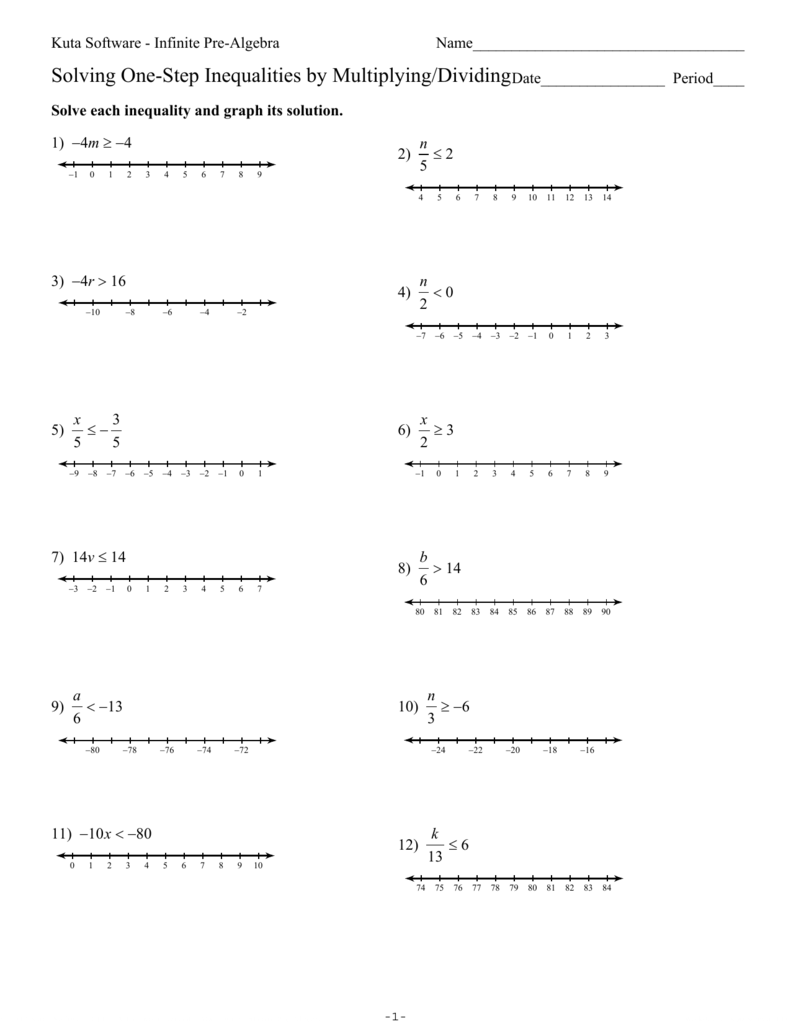 Solving One Step Inequalities Multiplying Dividing