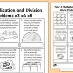 Year 3 Multiplication Division Word Problems X3 X4 X8 Worksheet