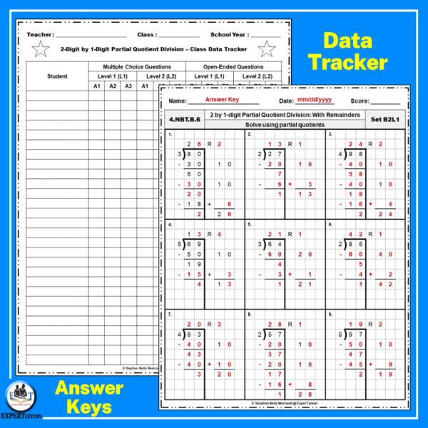 2 Digit By 1 Partial Quotients Division Worksheets ExperTuition