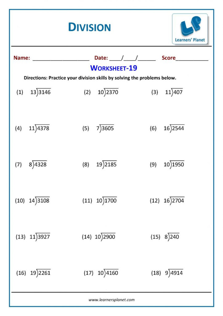 3rd Grade Division Printable Worksheets Download