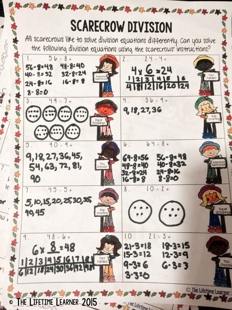 3rd Grade Thanksgiving Math Activity Division Strategies Free Math 