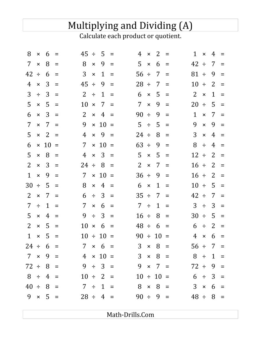 Basic Multiplication And Division Worksheets Times Tables Worksheets