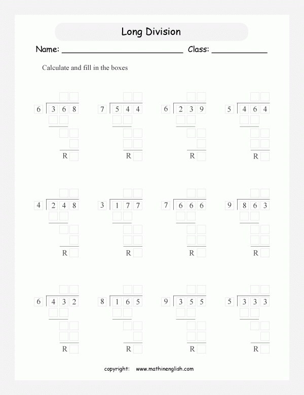 Divided 3 Digit Numbers By 1 Digit Using The Long Division Methods