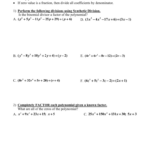 Dividing Polynomials Long And Synthetic Division Worksheet Answers Db