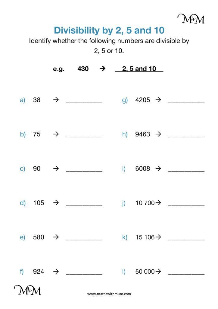 Divisibility By Two Five And Ten Maths With Mum