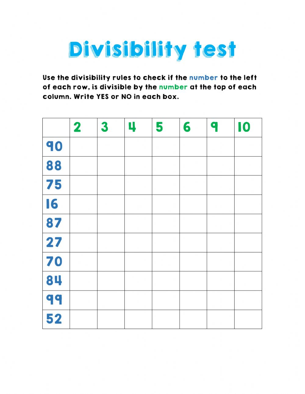 Divisibility Rules Worksheets With Answer Key Pdf Grade 5