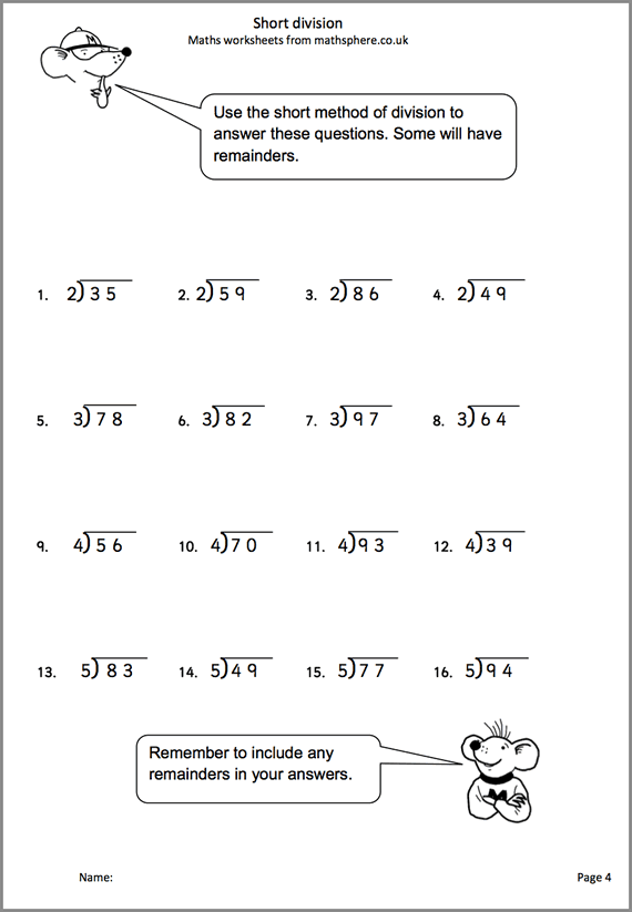 Division For Year 4 Worksheets Google Search Short Division 