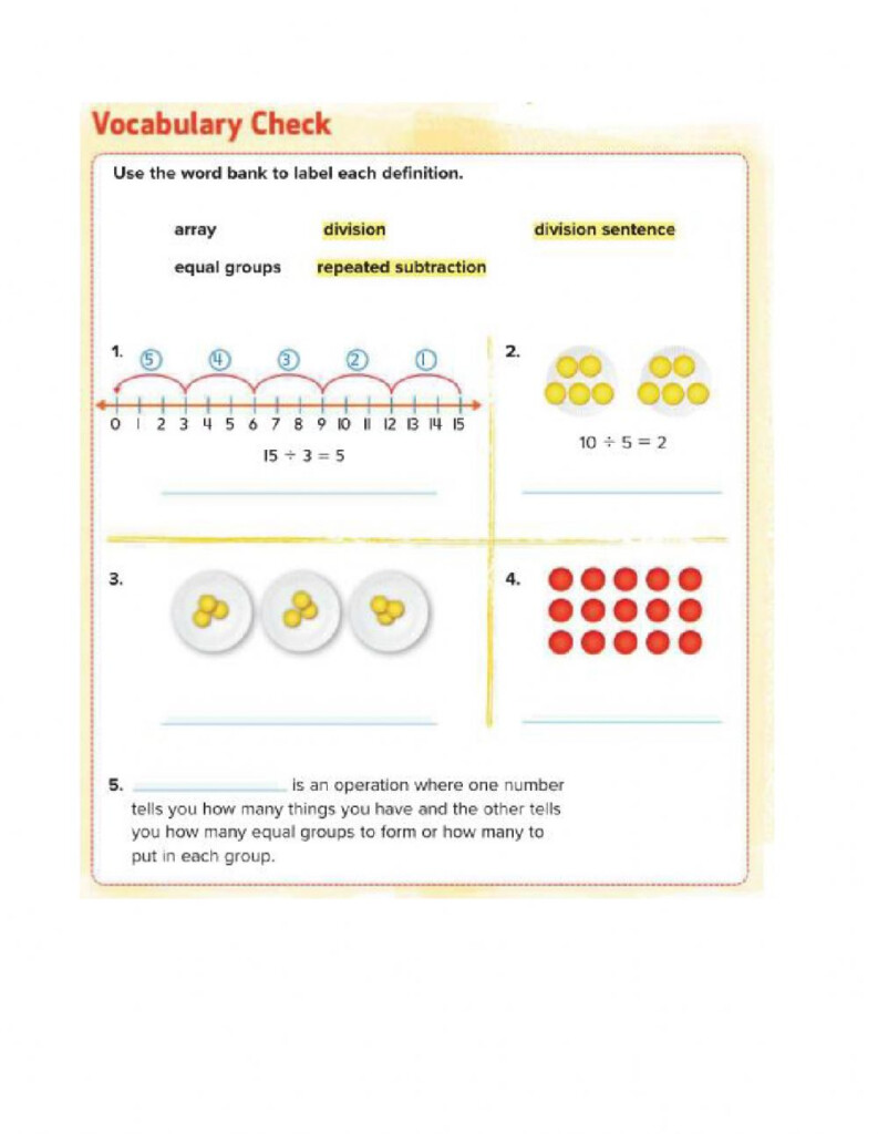 Division Vocabulary Interactive Worksheet