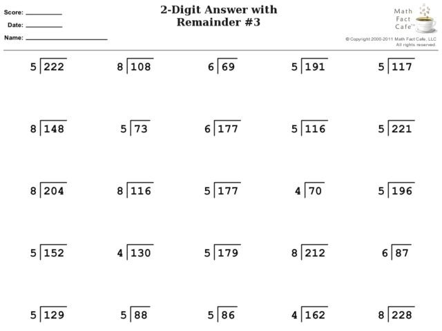 Division With Remainders Worksheet 4th Grade Free Worksheets Samples