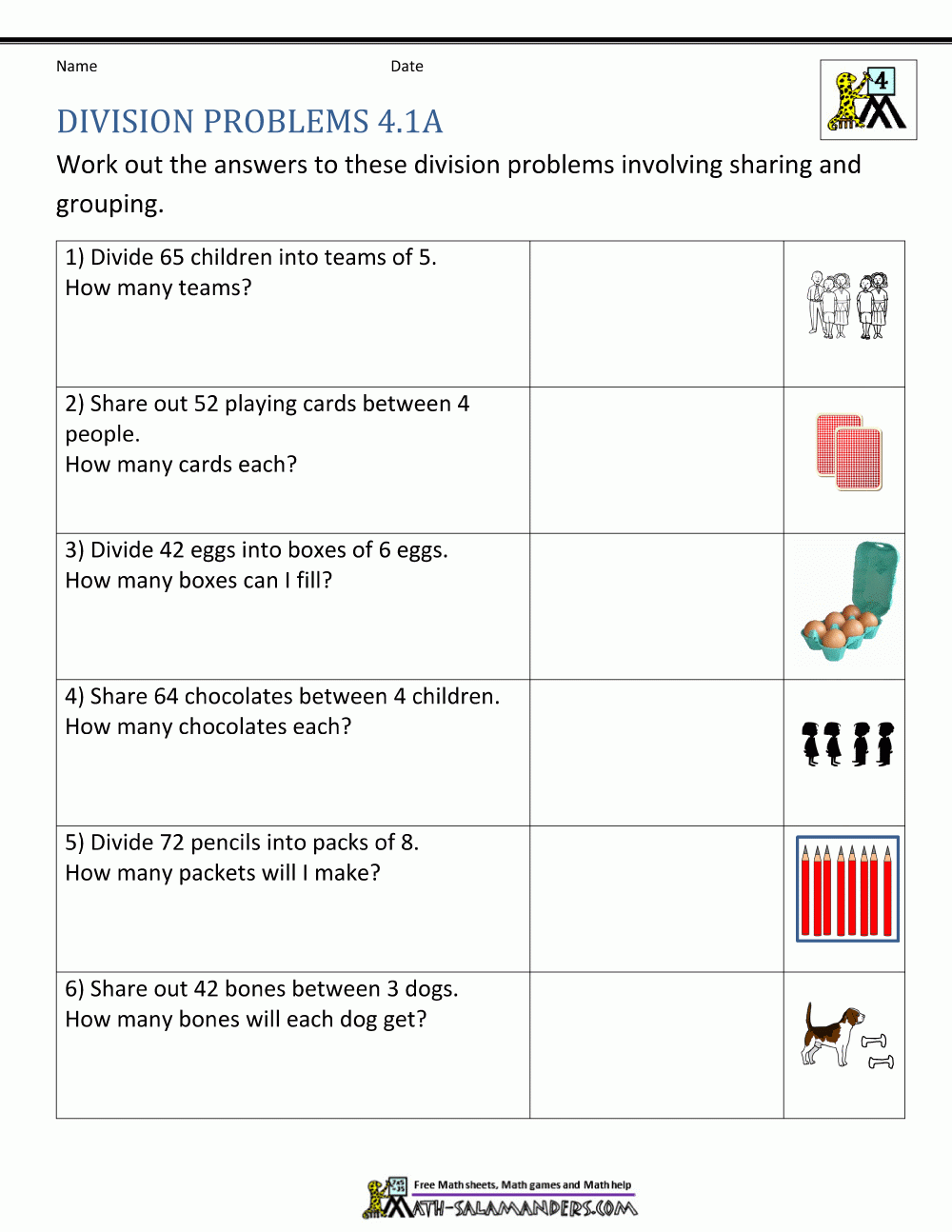 Division Worksheets Grade 4