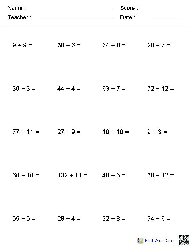 Division Worksheets Printable Division Worksheets For Teachers