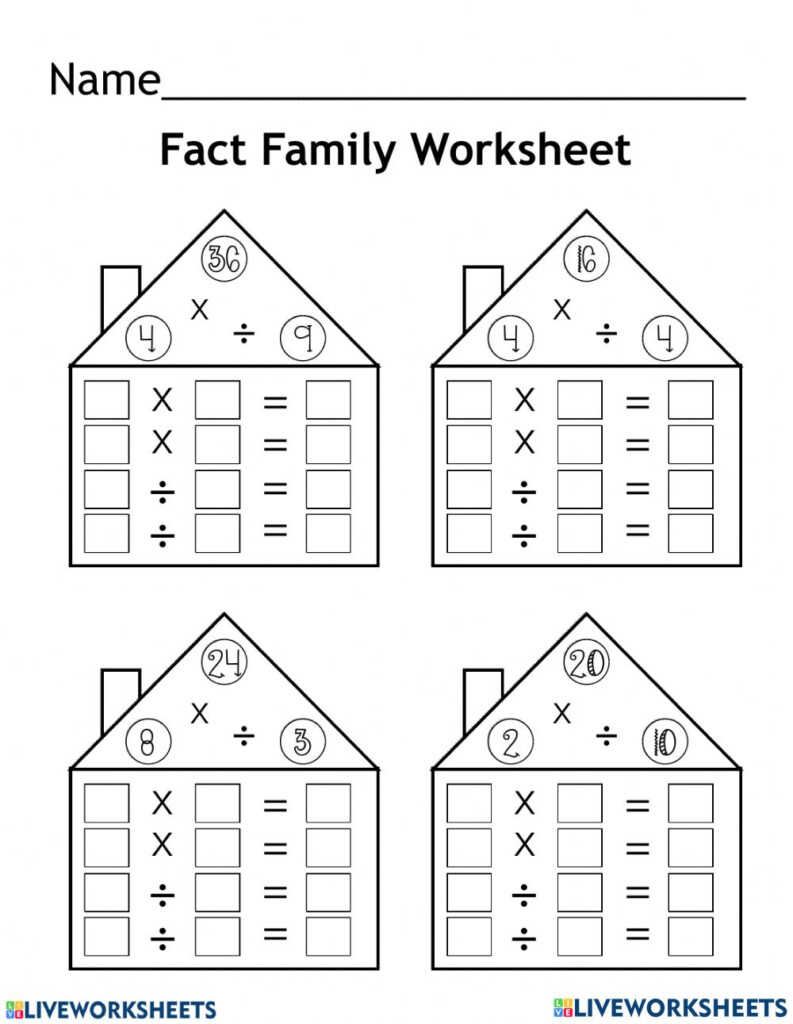 Ejercicio De Division Multiplication Fact Families