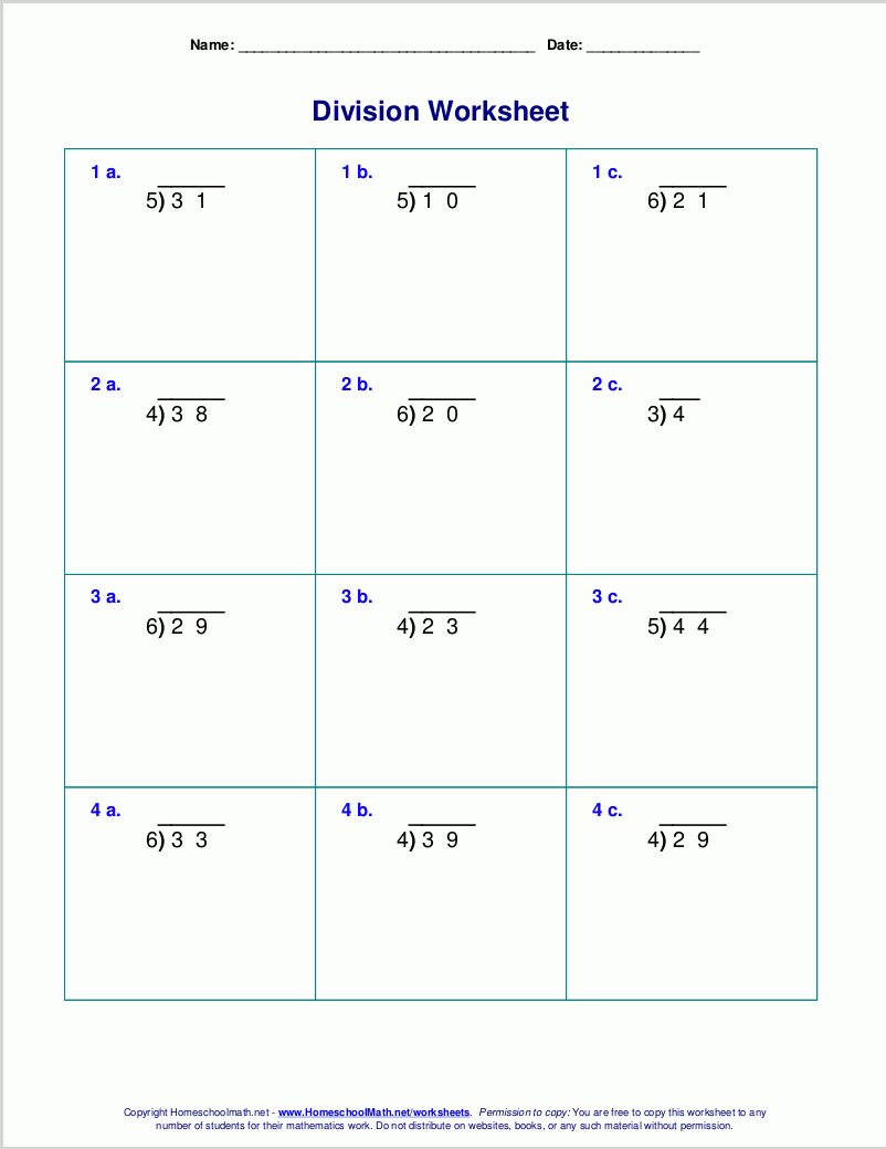 Fourth Grade Math Worksheets Free Printable K5 Learning Division Long 