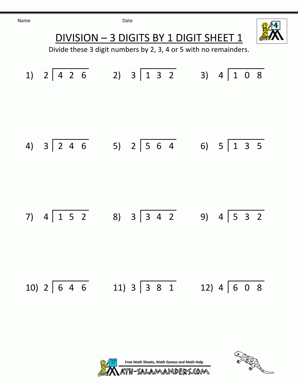 Free Division Worksheets